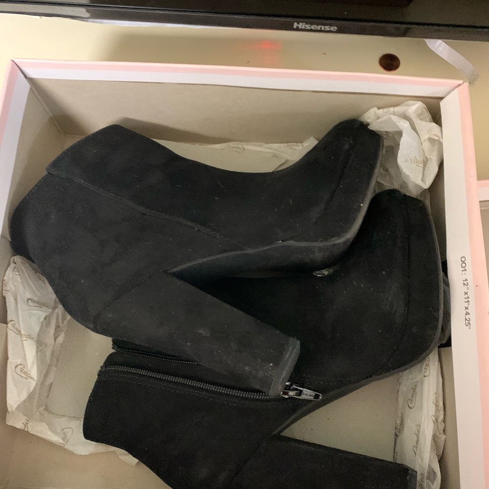 Black Suede Ankle Boots with Zipper